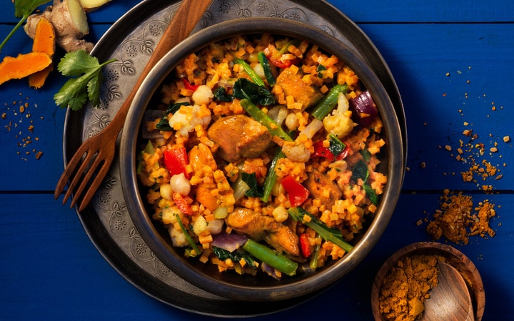 Gemüse-Hähnchenpfanne „Indian Curry“ (Artikelnummer 10950)